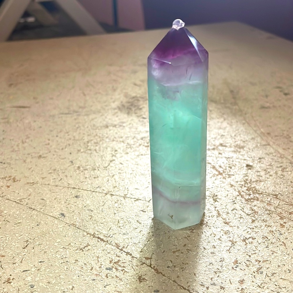Fluorite tower, multicolor purple healing stone for clarifying thoughts